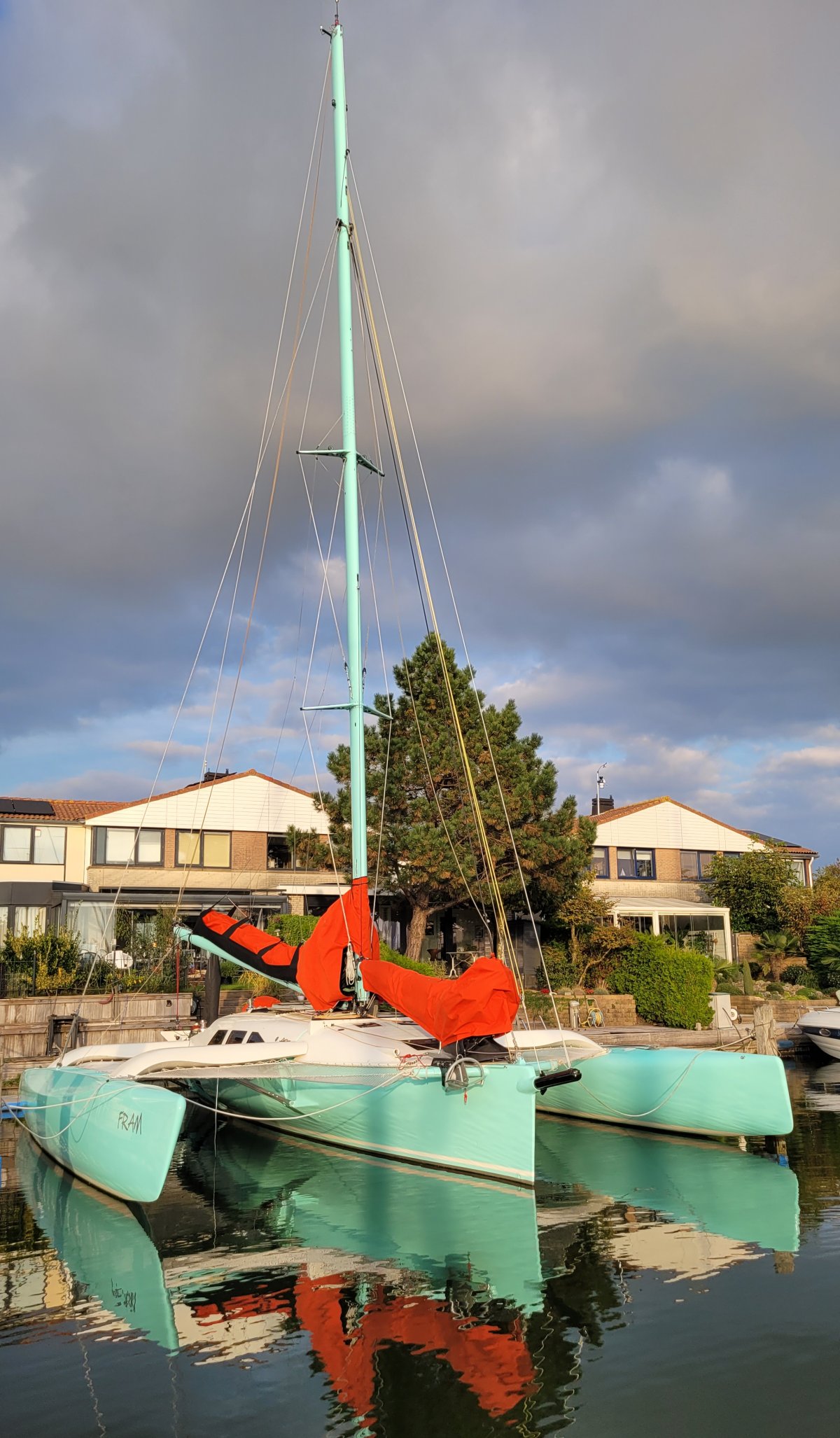 Completed port and starboard floats suspended in the workshop of my former employer for storage.