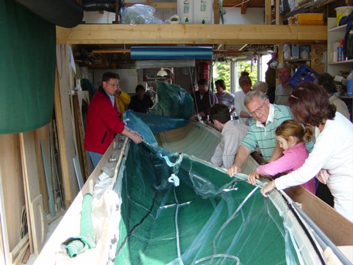 Festive revelation of the first infused hull half.