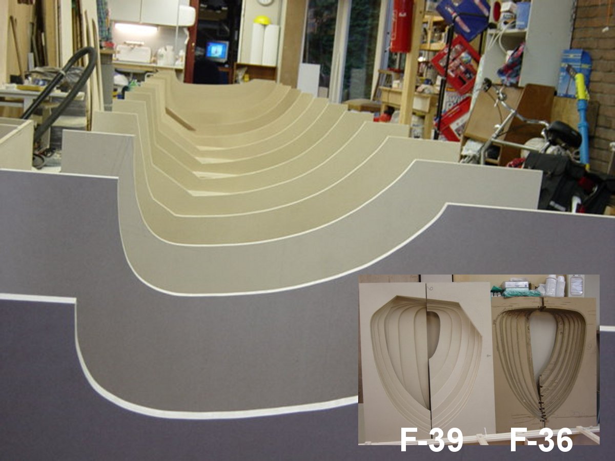 Setup of the temporary form frames for the first half of the port float.