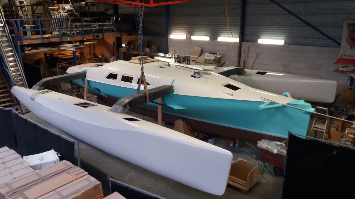 Final assembly: three hulls coming together in the workshop