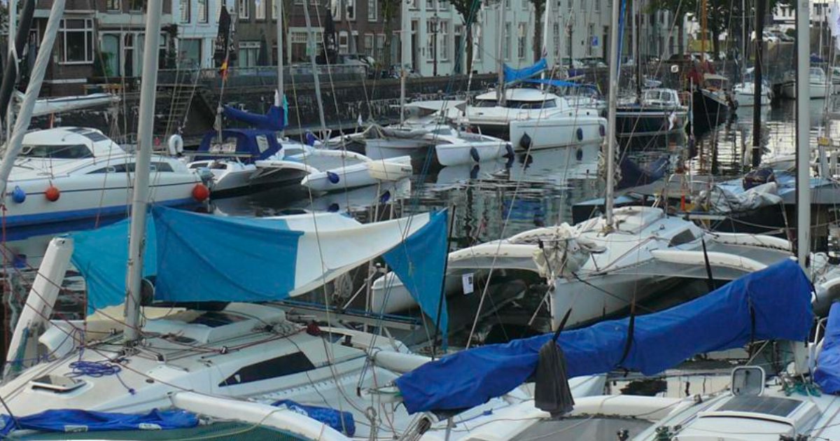 Catamaran and trimaran at a club meeting